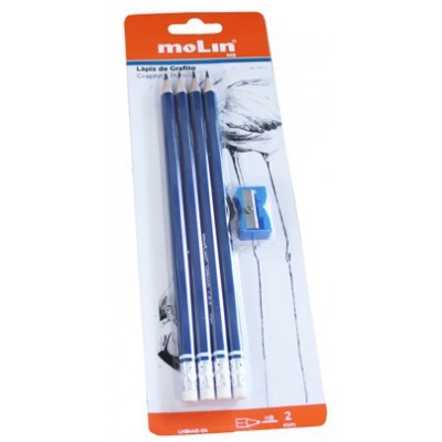 BLISTER 4 LAPICES DE GRAFITO CON SACAPUNTAS 