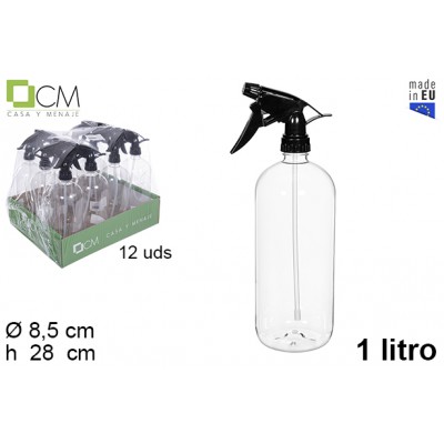BOTELLA DE PLASTICO TRANSPARENTE CON PULVERIZADOR 
