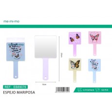 ESPEJO CUADRADO CON MANGO DISEÑO MARIPOSA